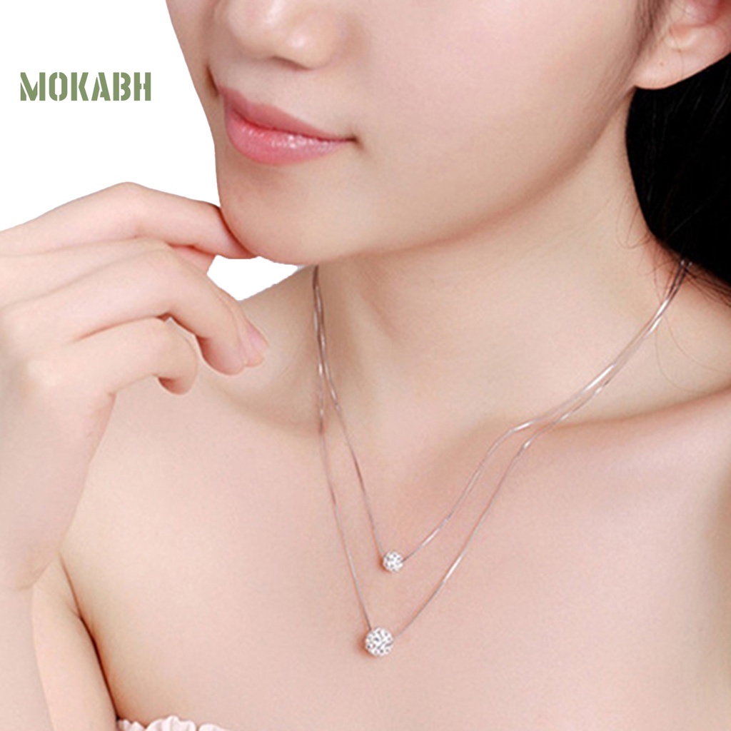 Vòng cổ Hai Lớp Đính Đá Kiểu Dáng Đơn Giản Sang Trọng Cho Nữ