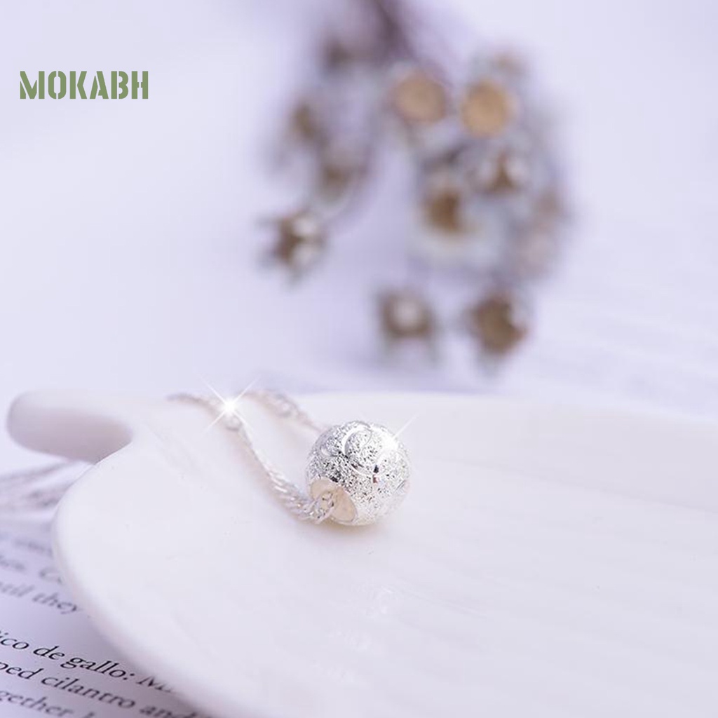[Mok Abh] Vòng cổ Dạng Gợn Sóng Nước Bằng Thép Không Gỉ Màu Bạc Lấp Lánh Thời Trang Du Lịch Cho Nữ