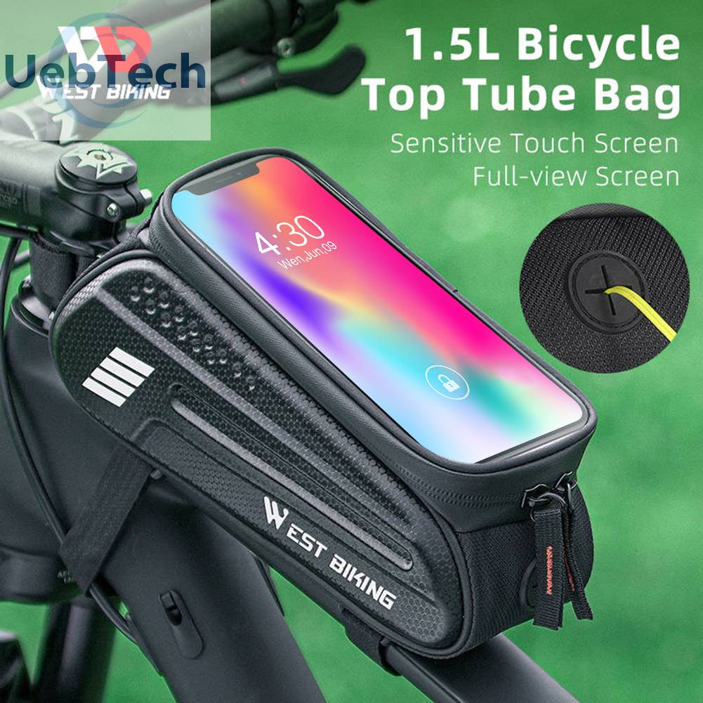 Túi Đựng Đồ Gắn Khung Xe Đạp Chống Nước Có Lỗ Tai Nghe 1.5L