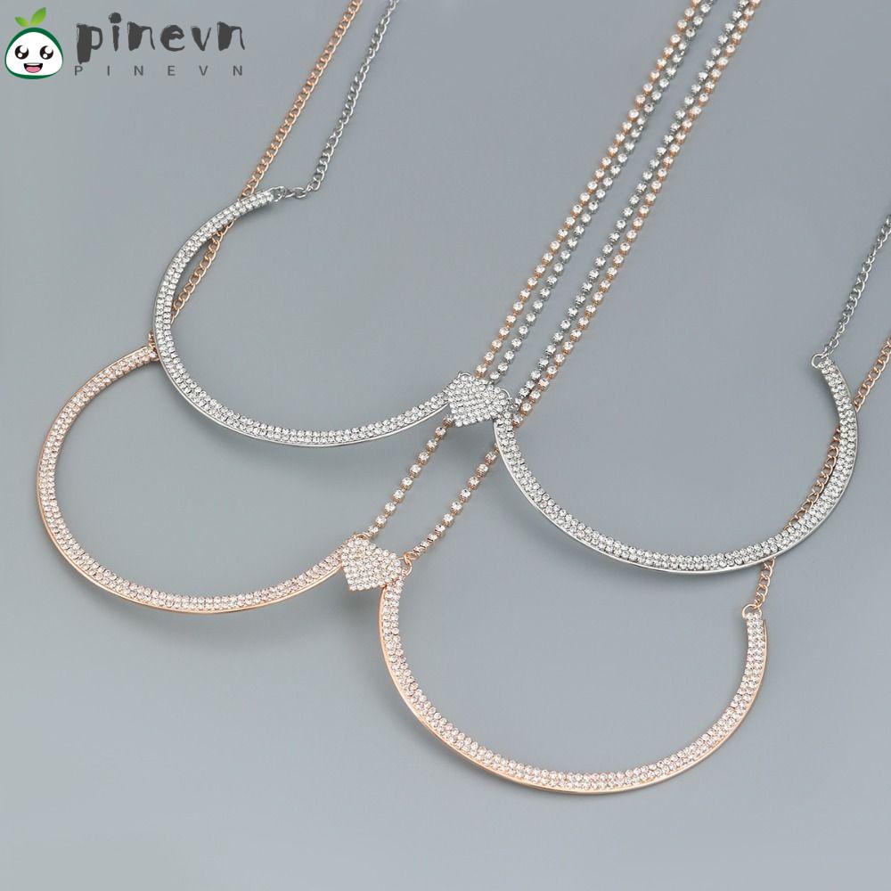 Dây Xích Đeo Ngực Đính Pha Lê Màu Vàng / Bạc Hỗ Trợ Trang Sức Dự Tiệc Cho Nữ