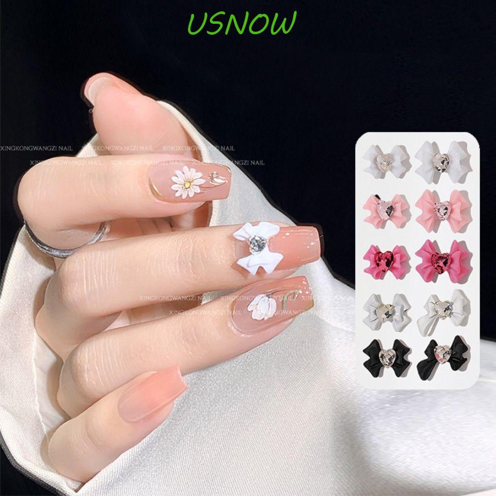 USNOW Hạt Đá 3D Màu Trắng Đen Đính Móng Nghệ Thuật