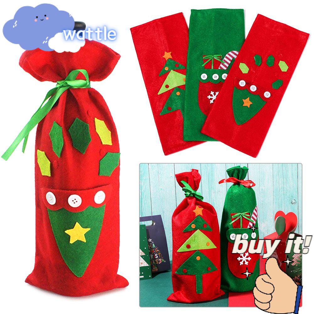WATTLE Túi Bọc Chai Rượu Hoạ Tiết Giáng Sinh Dễ Thương