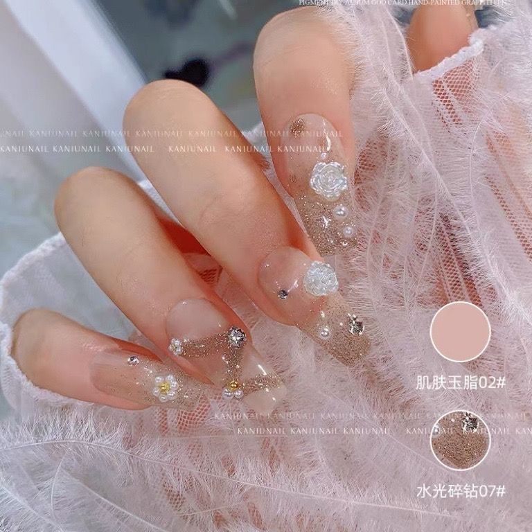 Bộ 50 / 100 Hạt Nhựa Hình Hoa Hồng Lấp Lánh Trang Trí Móng Tay DIY