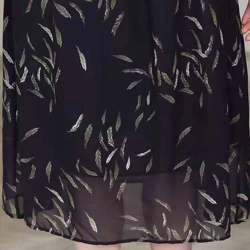 Đầm Voan Giả Hai Mảnh Mùa Hè Cao Cấp Thoải Mái In Họa Tiết Thanh Lịch Kích Thước Lớn Cho Nữ Trung Niên @