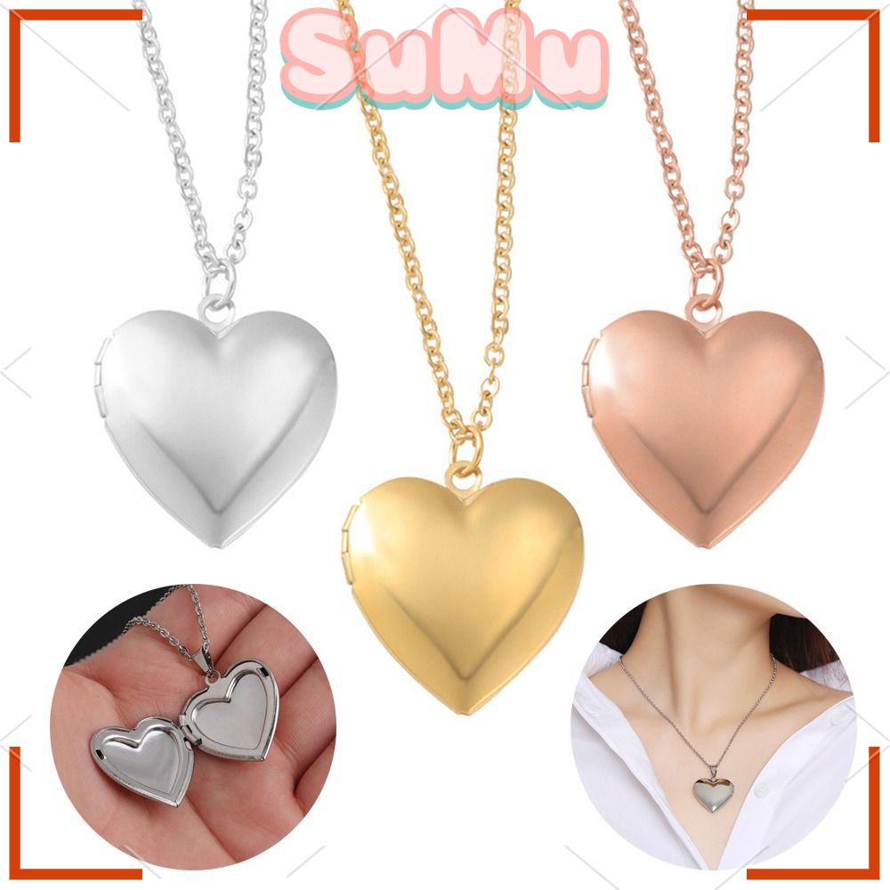 SUMU Set 2 Dây Chuyền Khung Ảnh Hình Trái Tim Bằng Thép Không Gỉ