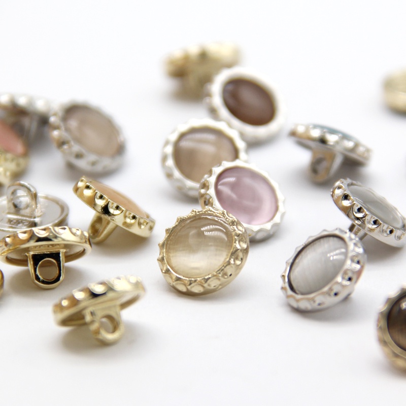 Set 5 Nút Áo Kim Loại Hình Tròn 11.5mm Họa Tiết Đôi Mắt Mèo Trang Trí Áo Sơ Mi / Đầm DIY