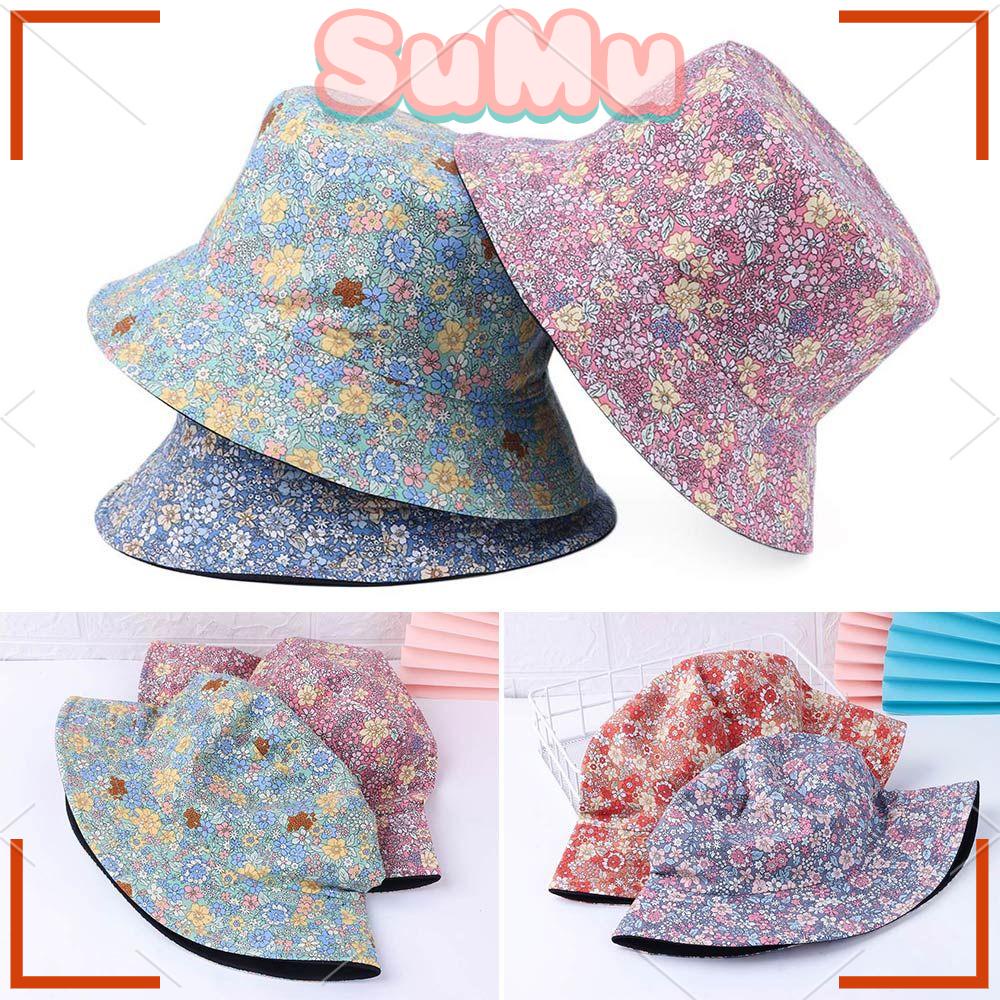 SUMU Nón Tai Bèo Vành Rộng Chất Liệu Cotton Thoáng Khí In Họa Tiết Hoa Xinh Xắn Thời Trang Xuân Hè