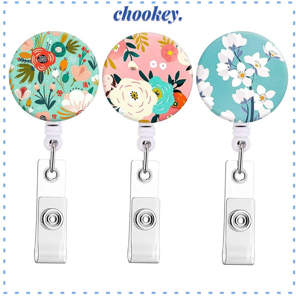CHOOKEY Set 3 Móc Chìa Khóa Bằng ABS Hình Hoa Có Thể Thu Gọn Cho Văn Phòng