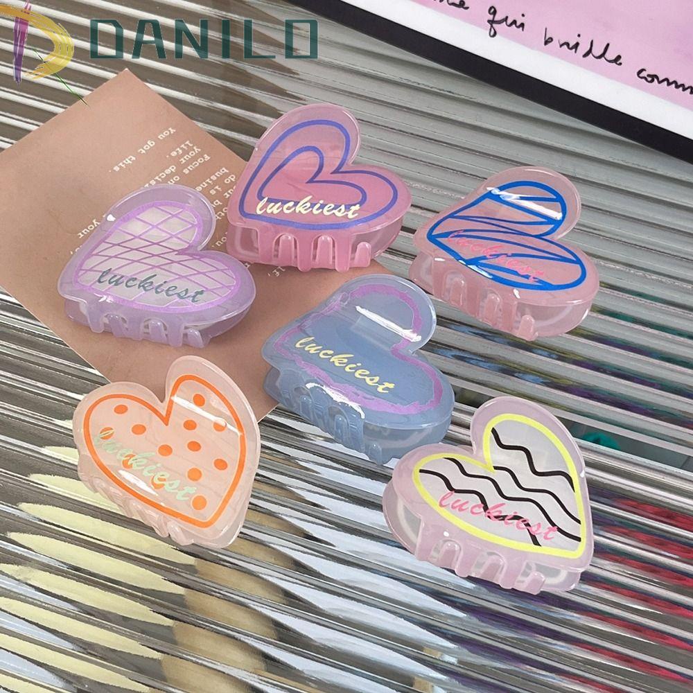 Danilo Kẹp Tóc Càng Cua Hình Trái Tim Axit Acetic Phong Cách Hàn Quốc Ngọt Ngào Cho Nữ