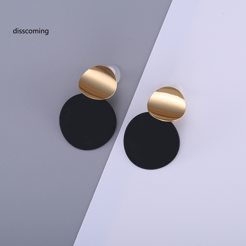 Áo Thun Tay Ngắn In Chữ SL| Bông Tai Thời Trang Cá Tính Độc Đáo Bông Tai Kim Loại Hình Tròn Màu Vàng Thiết Kế Bất Đối Xứng