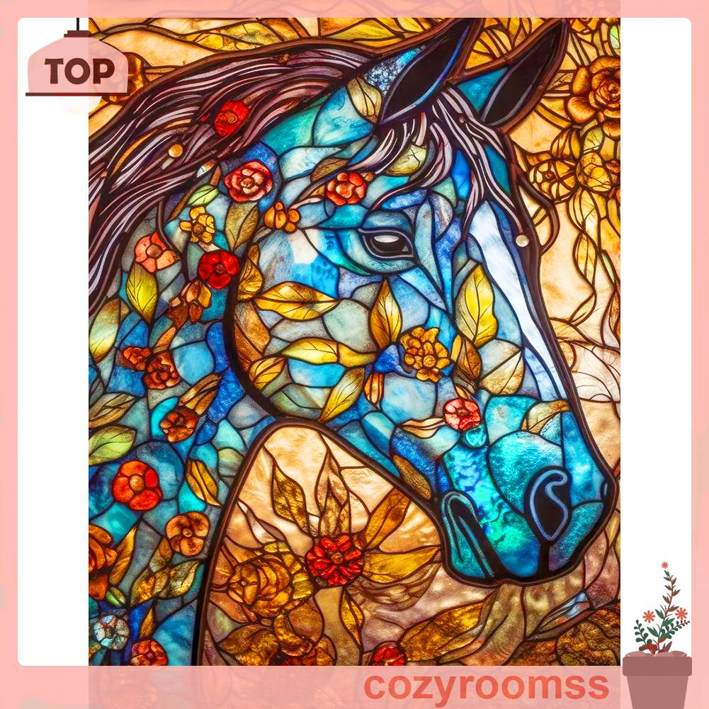 Tranh Đính Đá Kim Cương Toàn Bộ 5D DIY Hình Vẽ Ngựa Kính