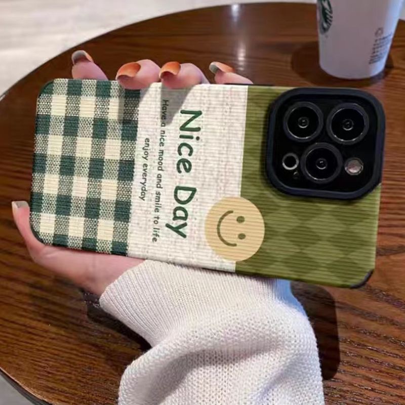 Ốp Điện Thoại Mềm Hình Mặt Cười Màu Xanh Lá Cho IPhone 6S 7 Plus 8 Plus X XS XR XS Max 11 13 12 14 PRO Max 14 Plus 12 13