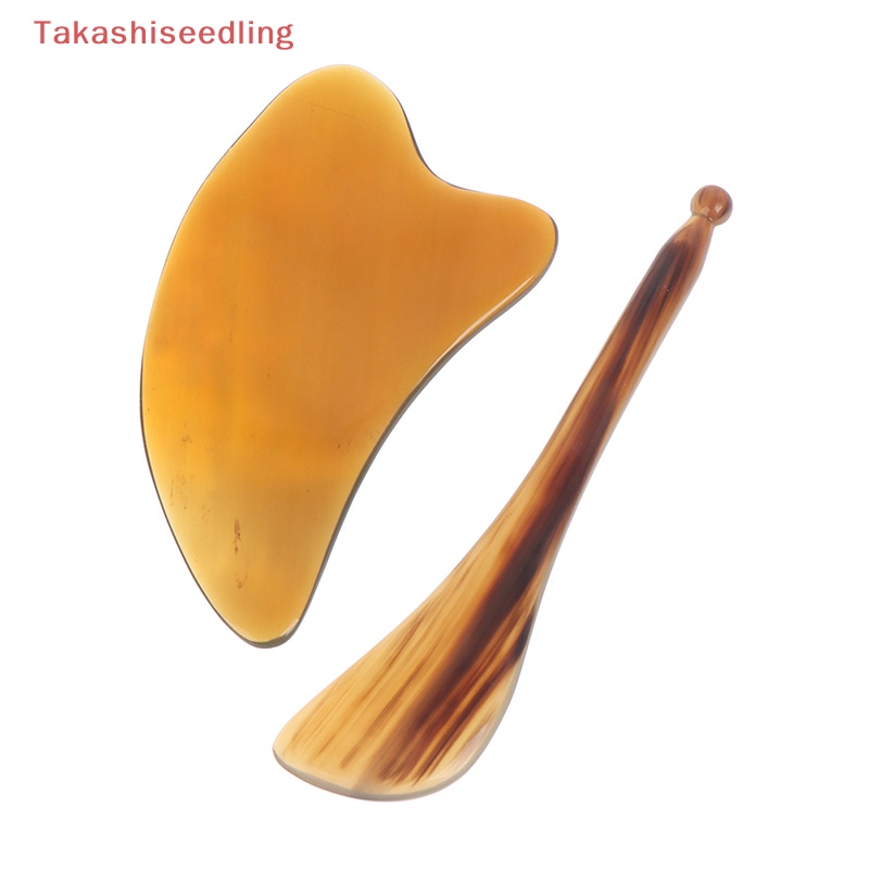 (Takashiseedling) Dụng Cụ Mát Xa Mặt Yak Ox Horn Gua Sha Màu Trắng Tự Nhiên