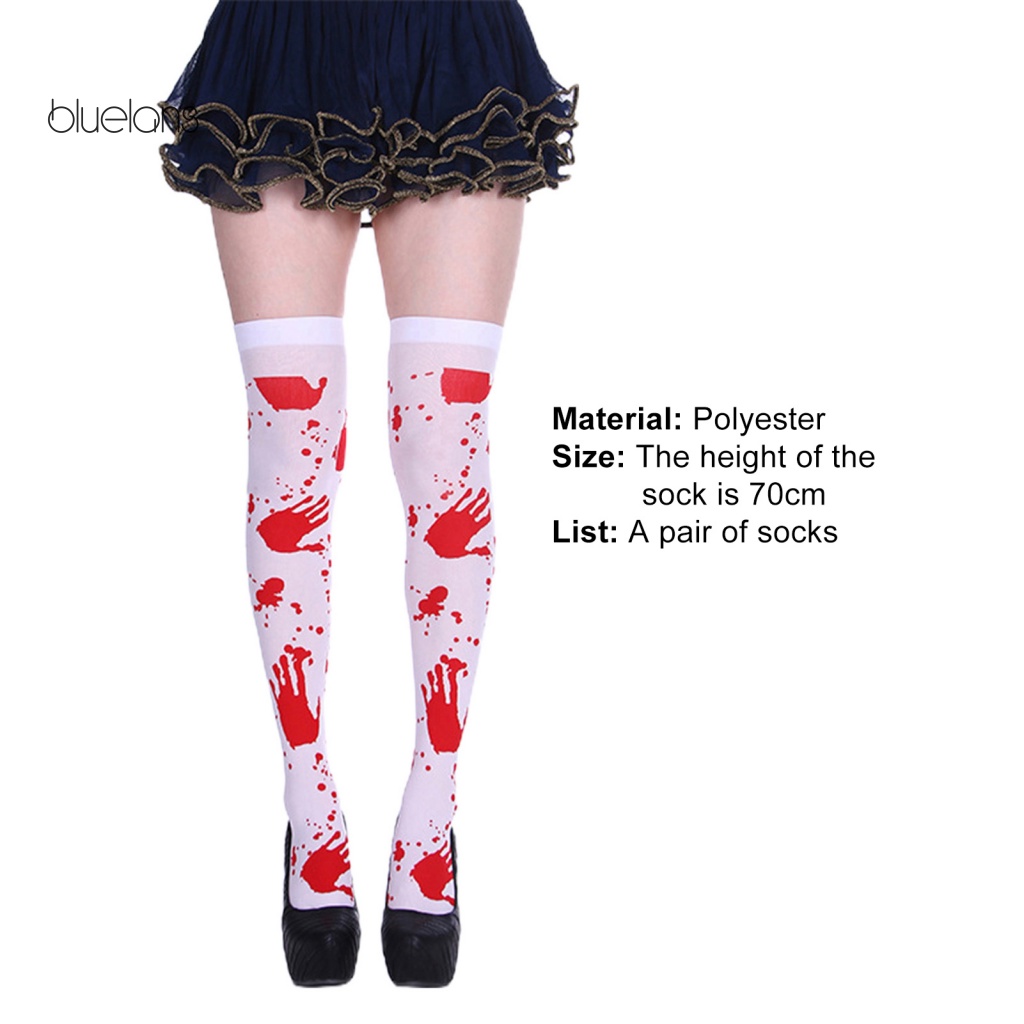 1 Đôi Vớ Dài Qua Gối Màu Máu Co Giãn Hóa Trang Halloween Cho Nữ