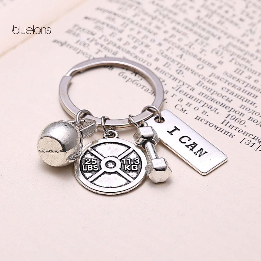 Móc Khóa Hình Quả Tạ In Chữ I Can