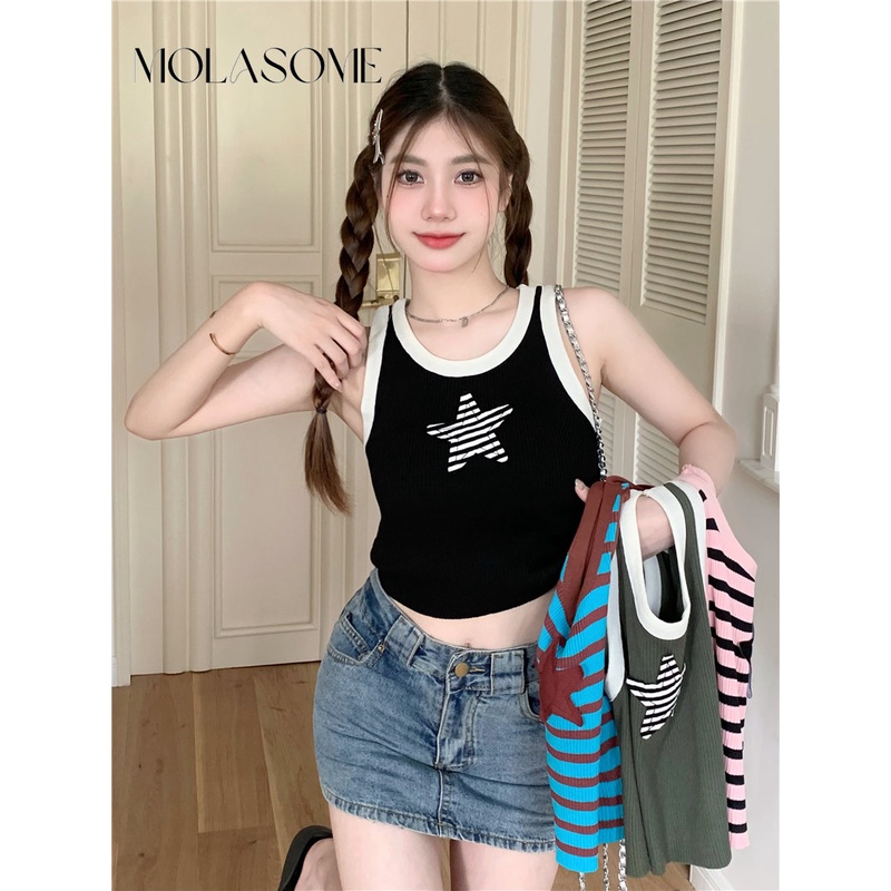 Áo Tank Top Sát Nách Cổ Yếm Màu Sắc Tương Phản Thời Trang 2023 Cho Nữ