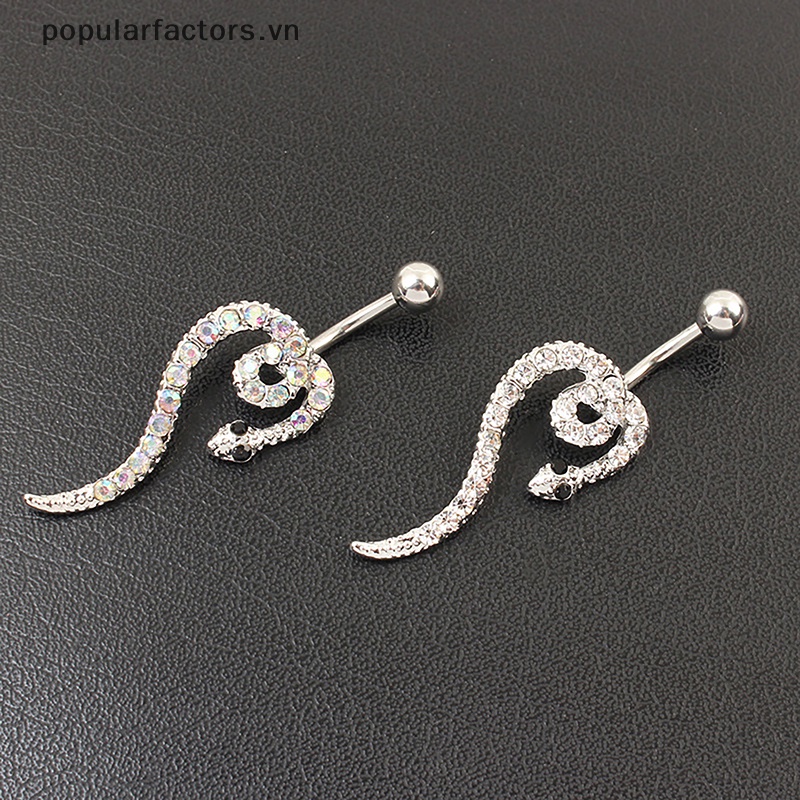 [Phổ Biến] Khuyên Rốn Bằng Thép Không Gỉ Hình Rắn Đính Kim Cương Quyến Rũ