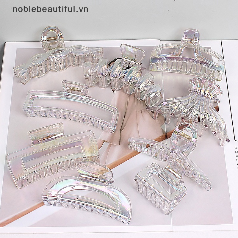 Kẹp Tóc Càng Cua Bằng Nhựa Trong Suốt Nhiều Màu Thanh Lịch