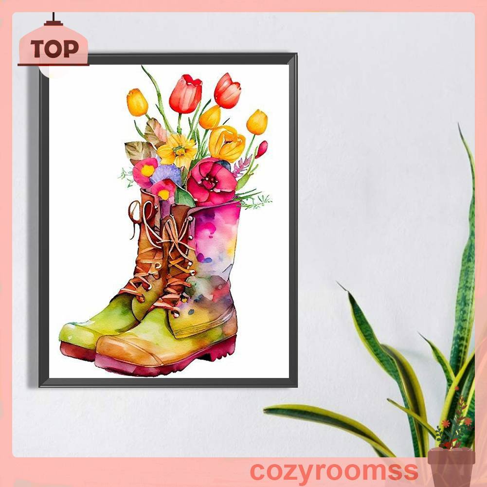 Bộ Tranh Đính Đá 5D Họa Tiết Hoa Xinh Xắn Độc Đáo DIY Dùng Trang Trí Nhà Cửa