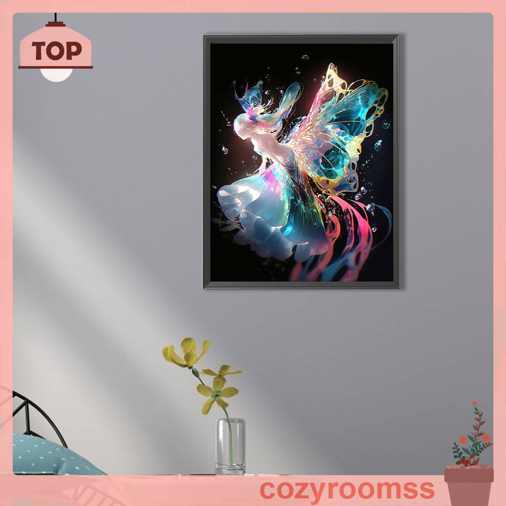 Tranh Đính Đá Kim Cương Toàn Bộ 5D DIY Hình Vẽ Cô Gái Elf Trang Trí Nhà Cửa