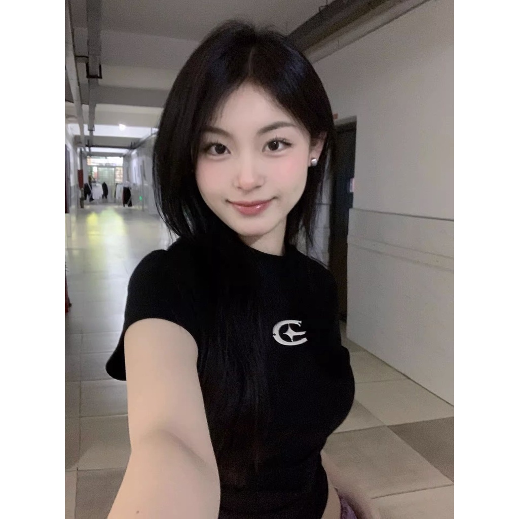 SUOMENG  Áo croptop áo thun baby tee nữ âu mỹ chất cạp cao Cổ tay ngắn in họa tiết Thời trang Độc đáo Chất lượng cao Thanh lịch A29J1TF 36Z230909