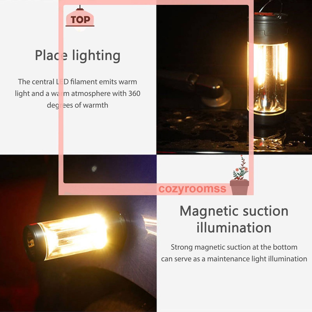 Đèn Pin Cắm Trại Nam Châm 4 Chế Độ 2000mAh