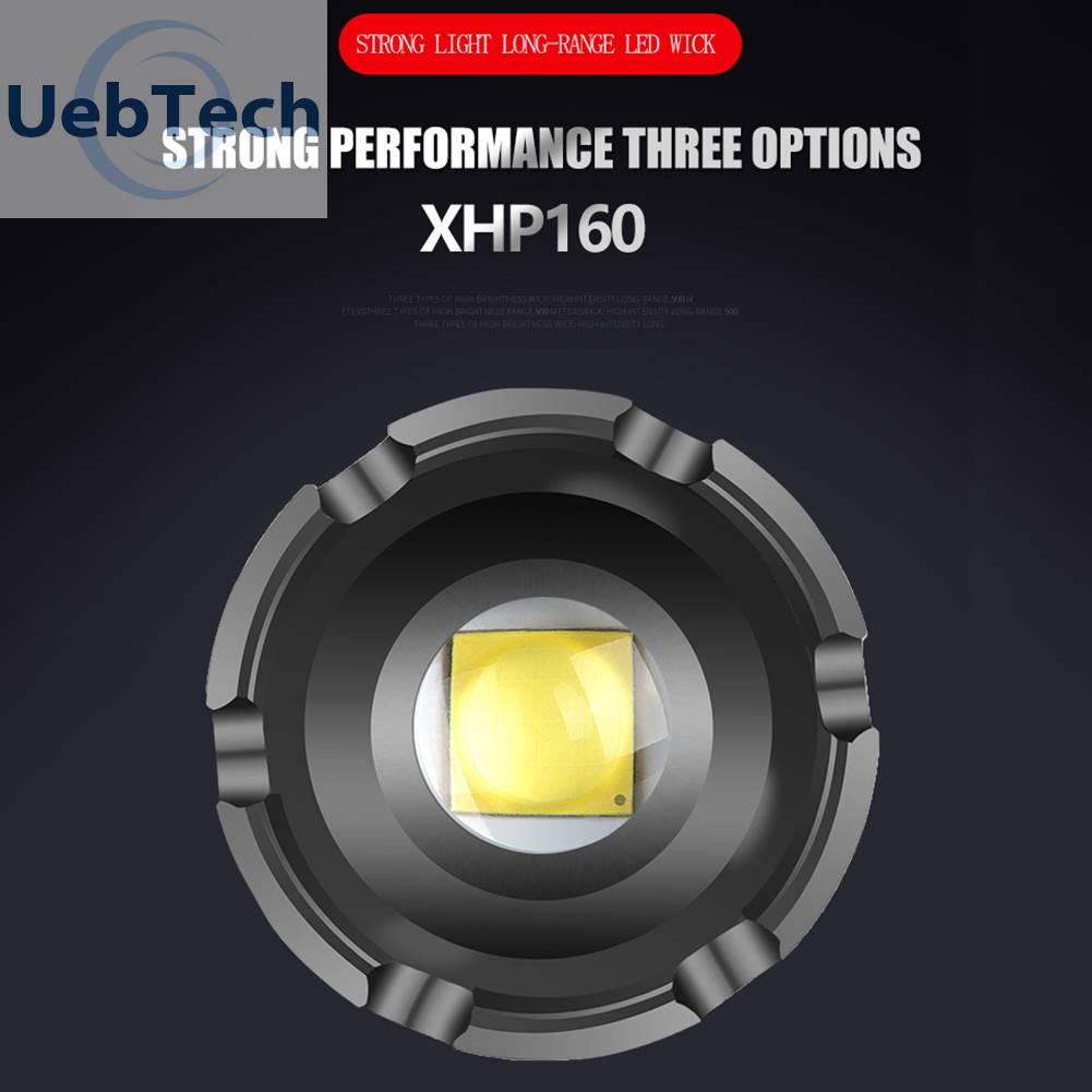 Đèn Pin XHP90 / XHP160 2500LM / 2800LM COB LED Có Thể Sạc Lại Bằng Cổng USB Tiện Dụng