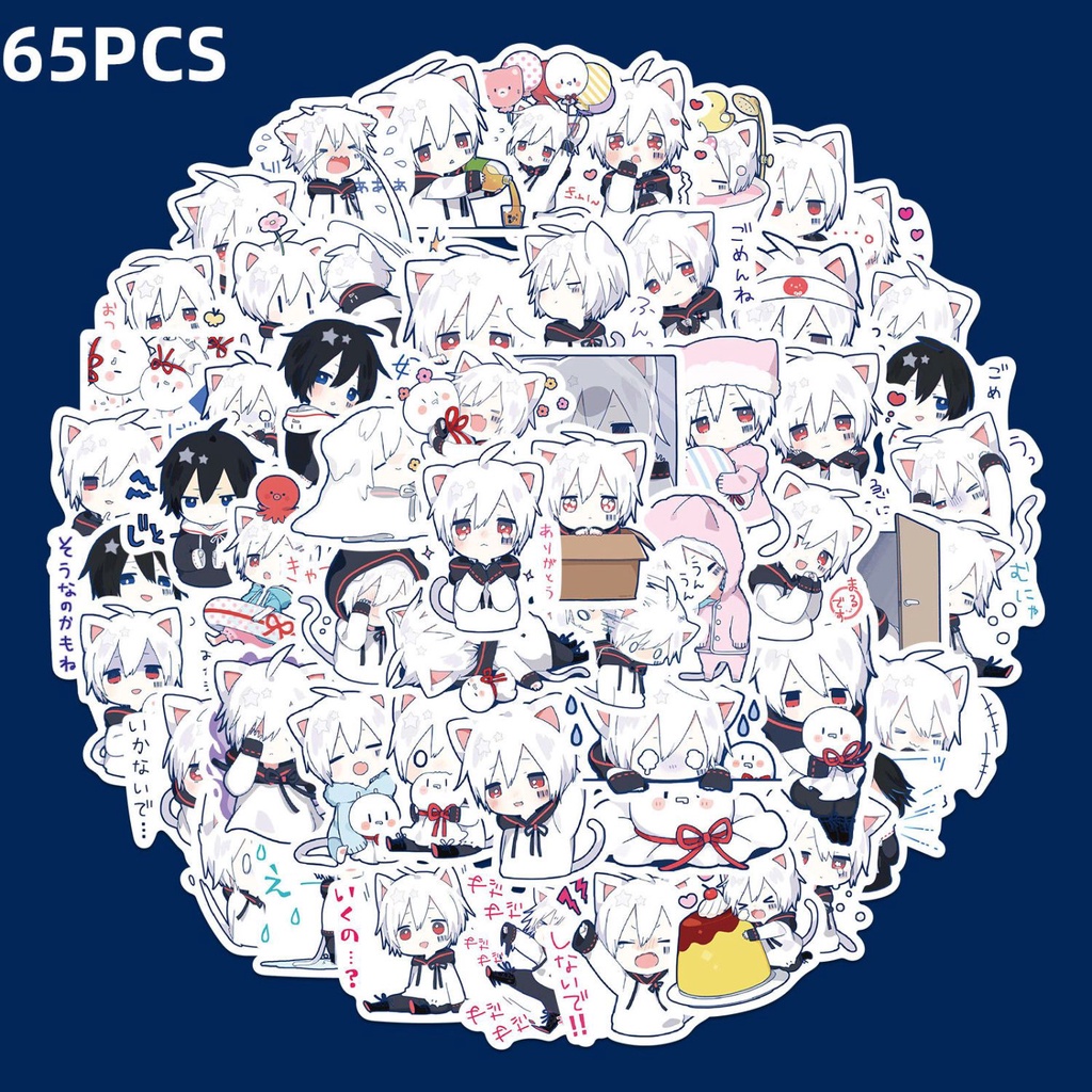 Bộ 65 Miếng Dán Mafumafu Phong Cách Nhật Bản Trang Trí Điện Thoại / Máy Tính