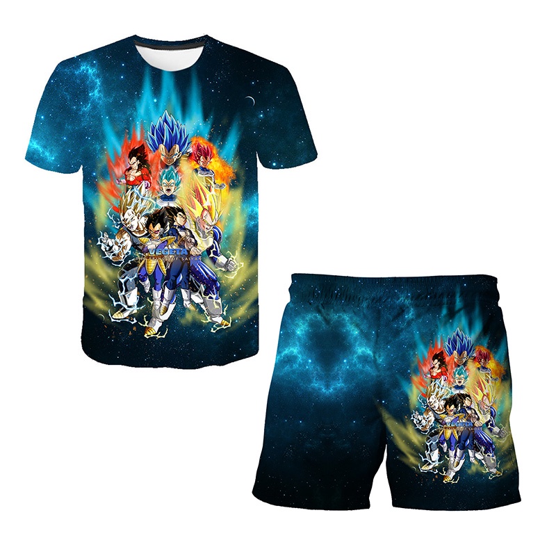 Set Đồ Mùa Hè 2 Món Gồm Áo Thun In Hình Dragon Ball Và Quần Ngắn Thời Trang Cho Bé