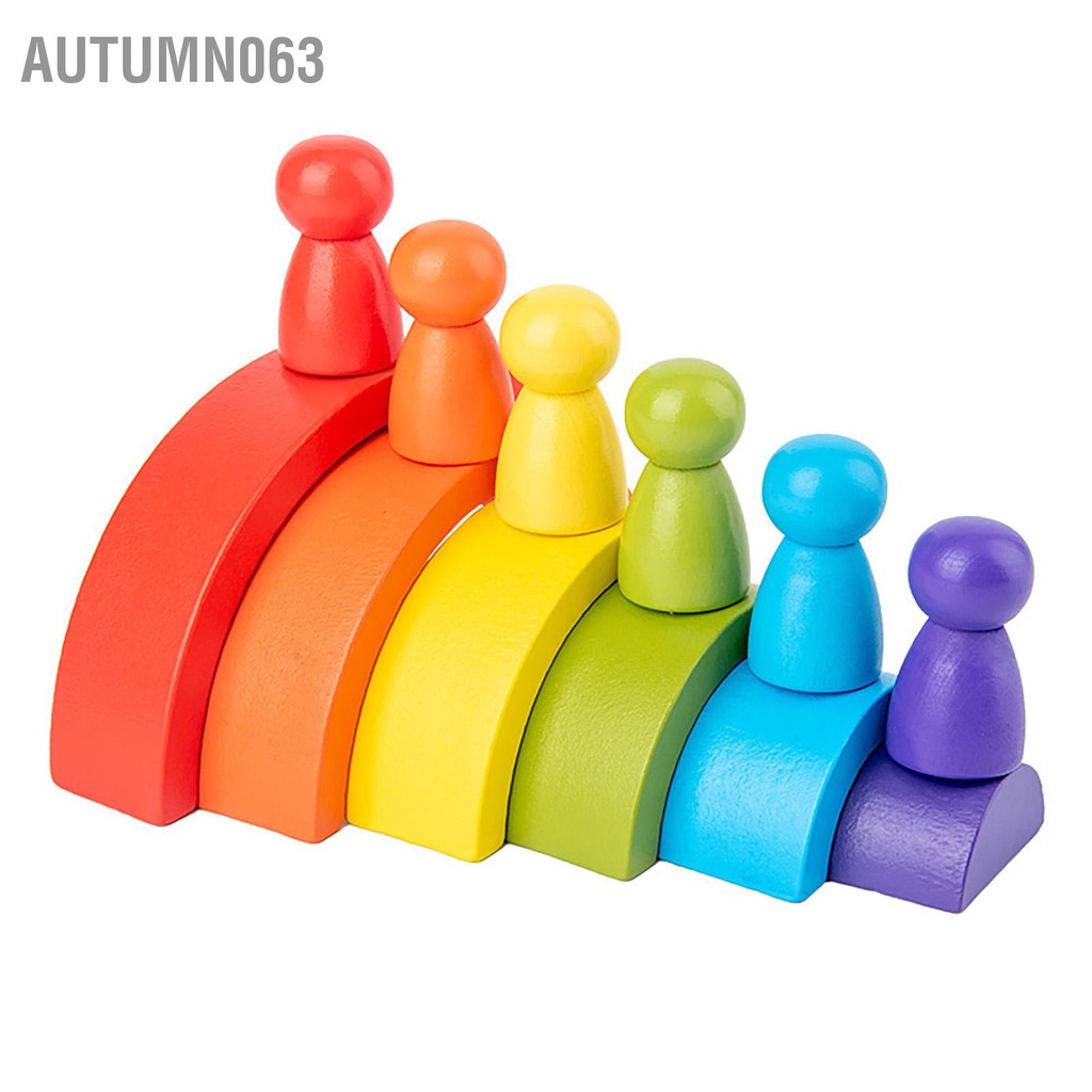 Autumn063 Đồ chơi xếp chồng bằng gỗ Arch cho trẻ mới biết đi Giáo dục đầy màu sắc Nhận