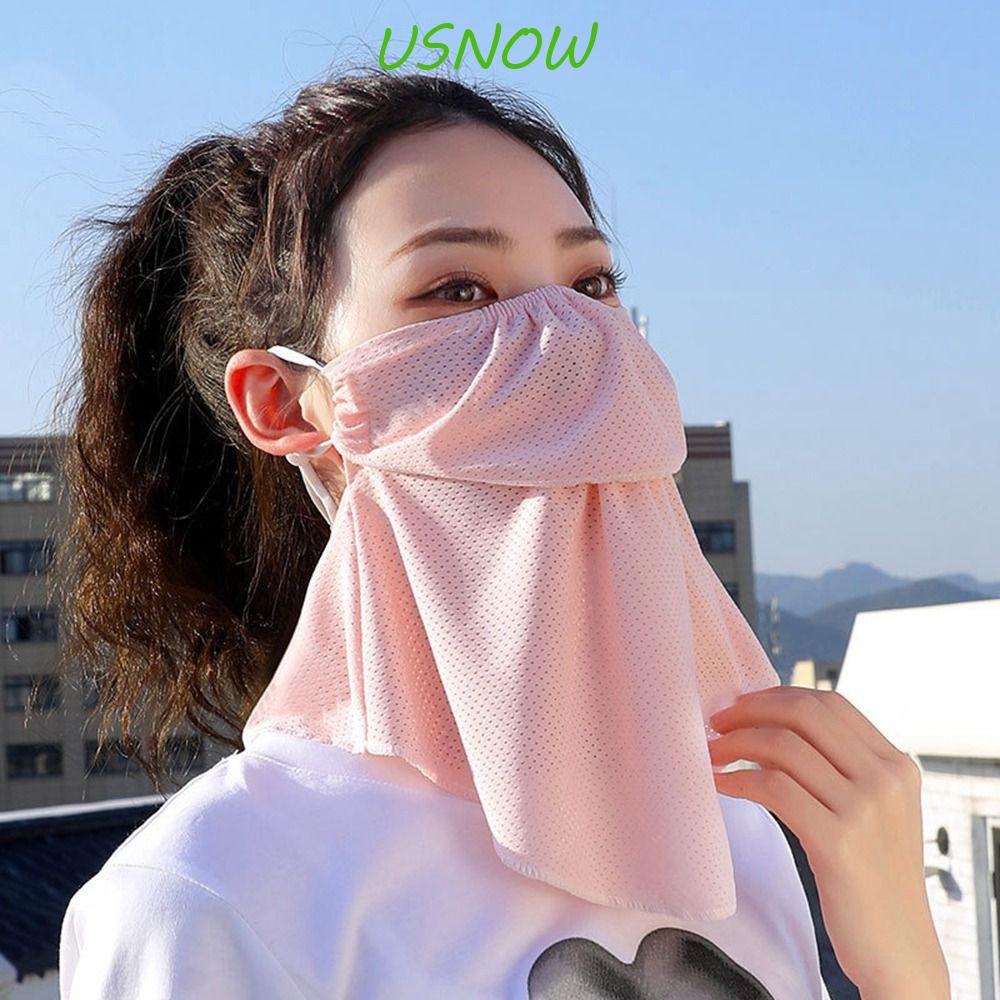 USNOW Khăn Choàng Cổ Bằng Lụa Lạnh Màu Trơn Chống Gió Thời Trang Mùa Hè Cho Nam Và Nữ