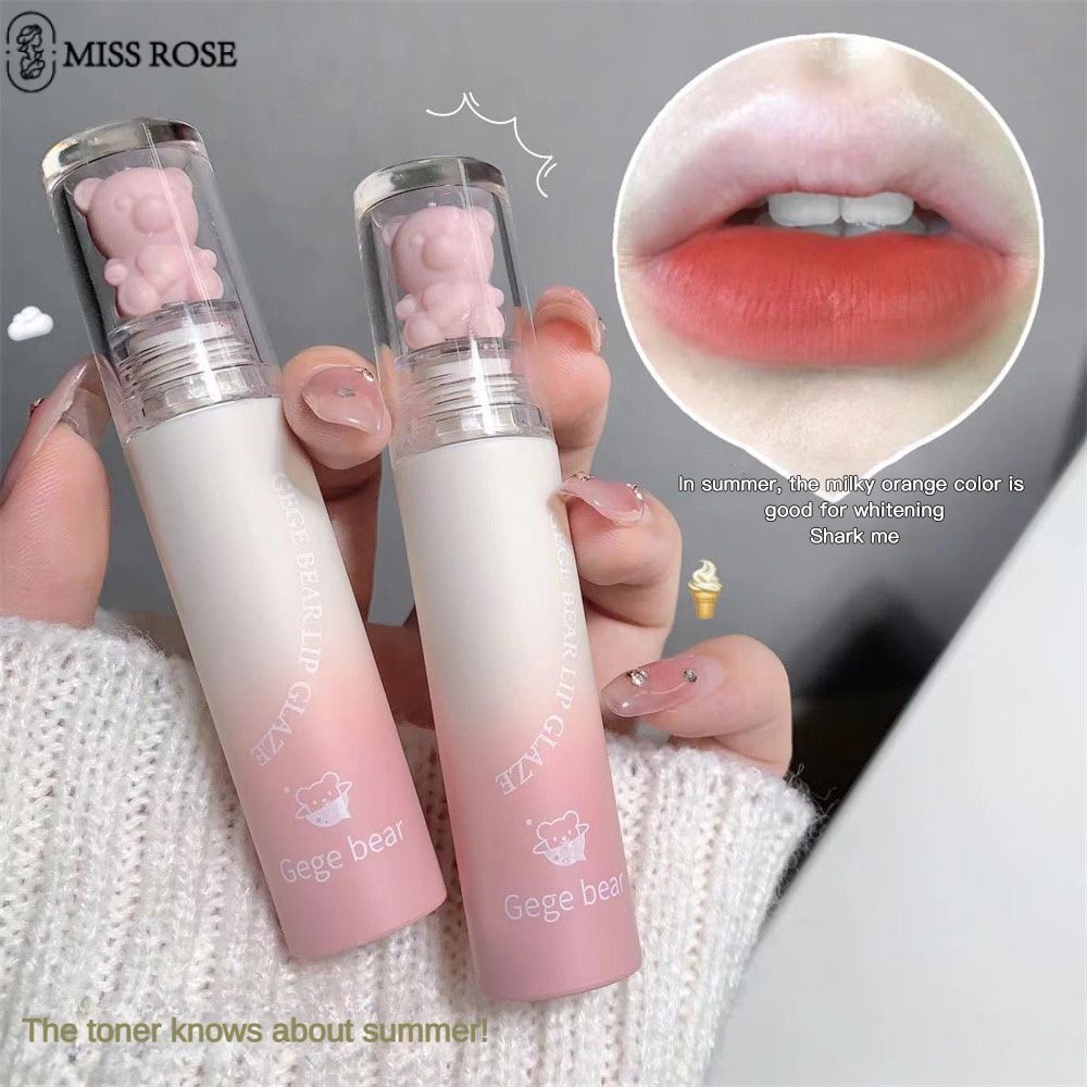 Son môi MISS ROSE Gege Bear dưỡng ẩm lâu trooi chống thấm nước không phai màu nhỏ gọn