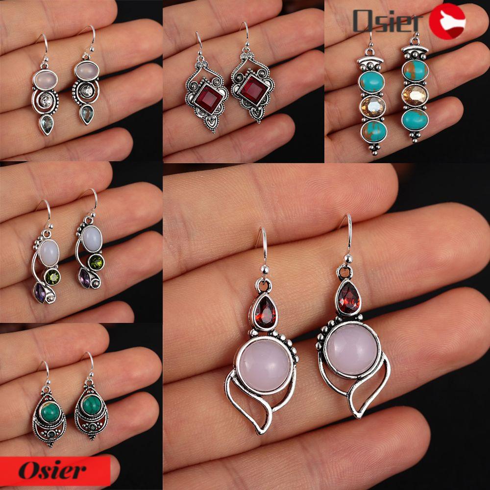 OSIER1 1 Đôi Bông Tai Đính Đá Mặt Trăng Thời Trang Dành Cho Nữ