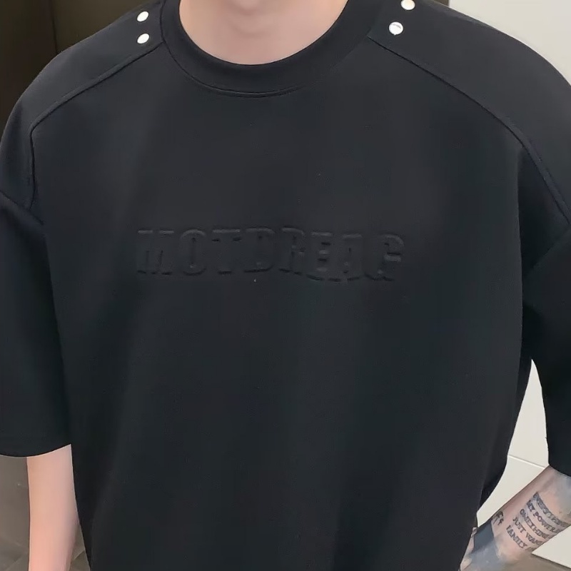 Set Áo Thun Ngắn Tay Cổ Tròn + Quần Dài Ống Rộng Thời Trang Nam