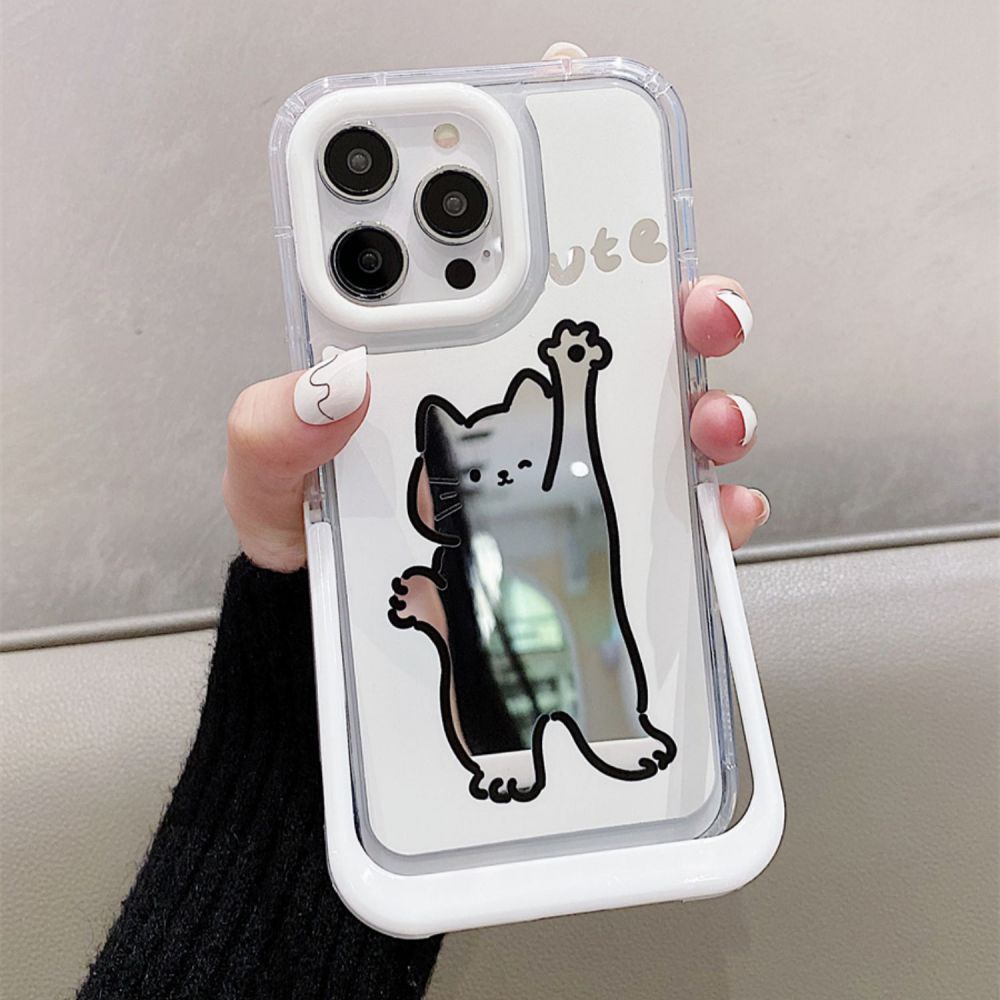 Ốp Điện Thoại TPU Mềm Chống Sốc Có Giá Đỡ Ẩn In Hình Mèo Hoạt Hình Dễ Thương Cho IPhone 11 12 13 14 Pro Max