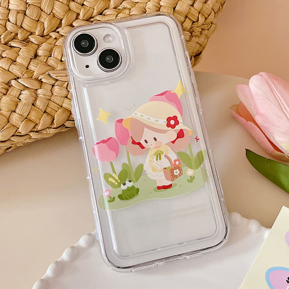 Ốp Điện Thoại TPU Mềm Trong Suốt Chống Sốc In Hình Cô Gái Dễ Thương Cho IPhone 14 13 12 11 Pro Max X XR 8 7 Plus