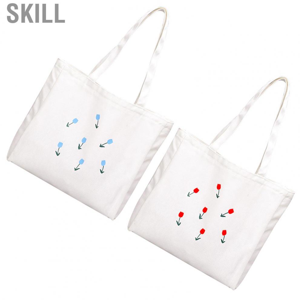Skill Canvas Cloth Bag  Stylish Floral Print Multifunctional Large  for Shopping
