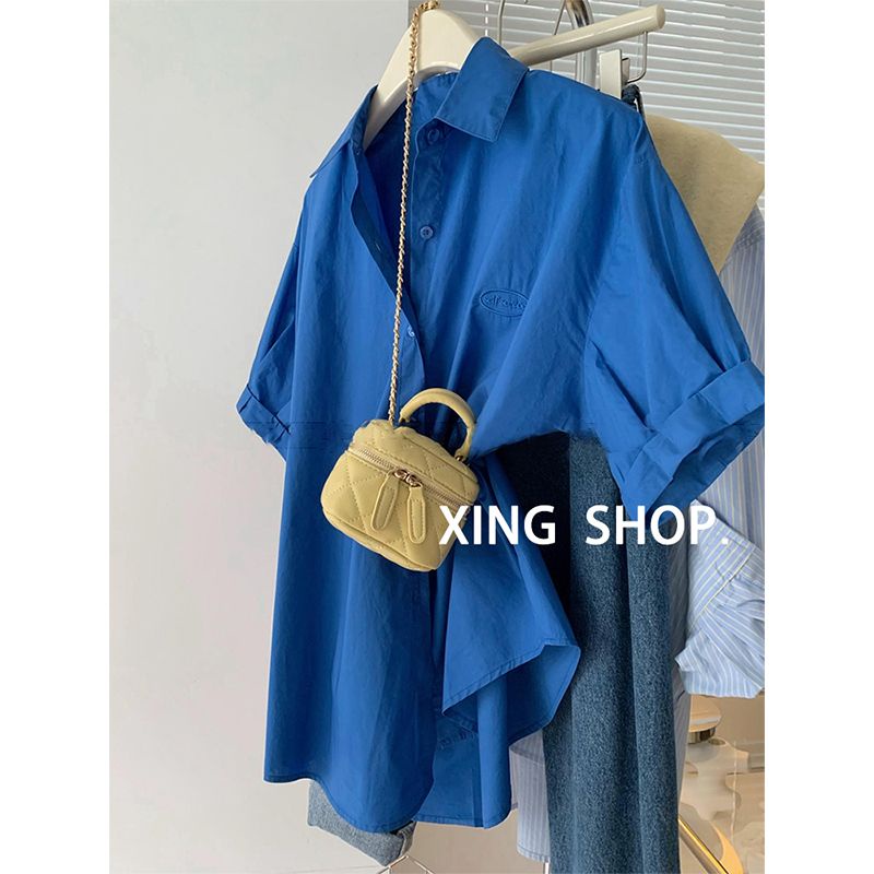 Klein Áo Sơ Mi Tay Lửng Thời Trang Xuân Thu Phong Cách Pháp Dành Cho Nữ