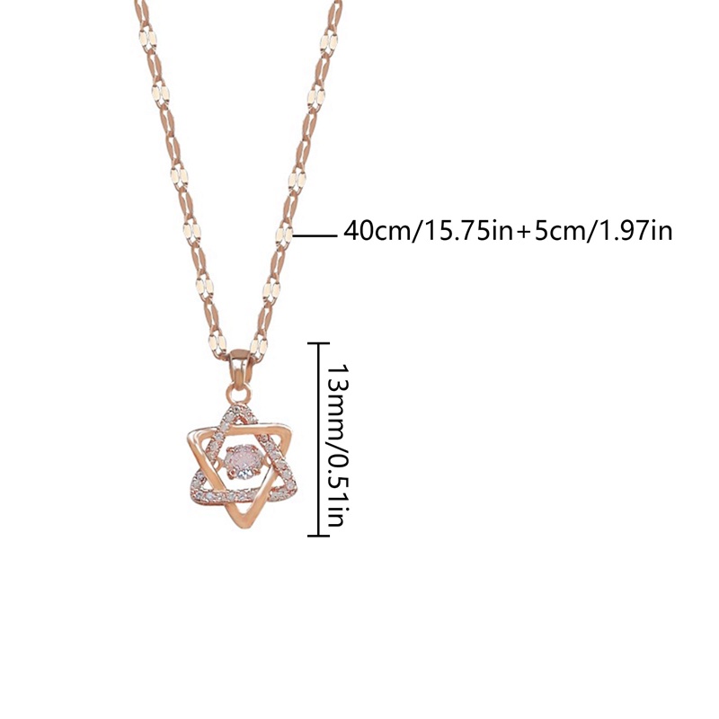 Ygt Vòng cổ Thép Titan Mặt Ngôi Sao Sáu Cánh Đính Kim Cương Tinh Tế Phong Cách Hàn Quốc