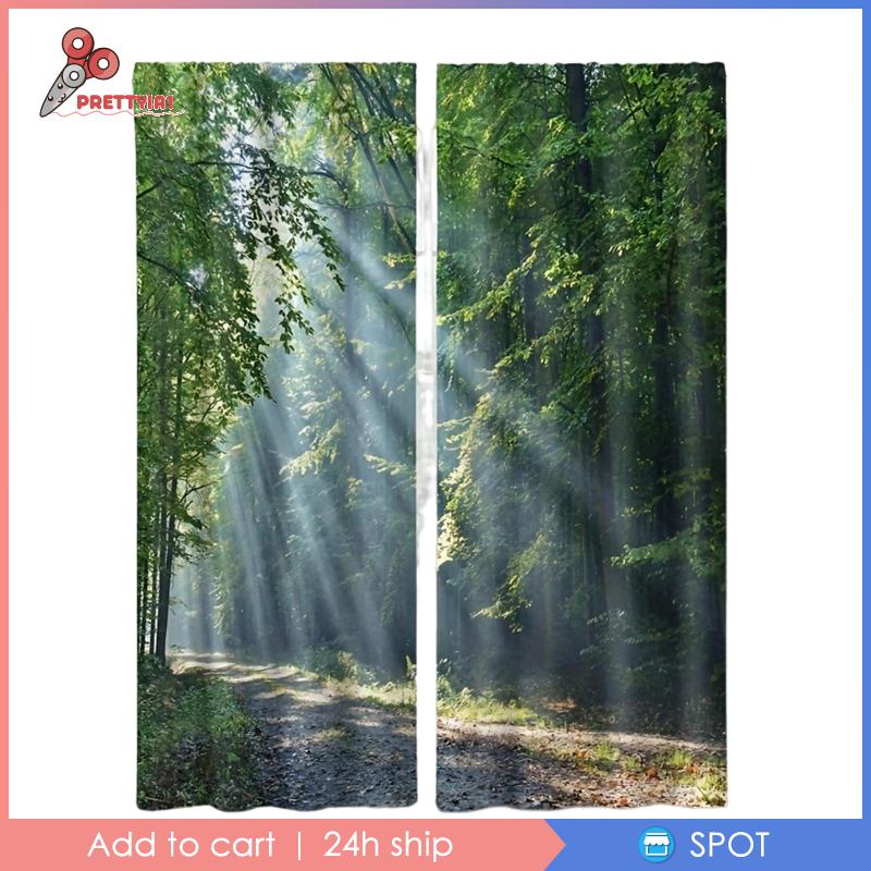 2 Rèm Cửa Sổ In Hình Rừng Cây