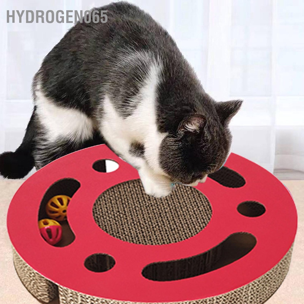 Hydrogen065 Cat Scratcher Pad Đồ chơi tương tác 3 trong 1 cào hình tròn dày cho mèo con có chuông bóng