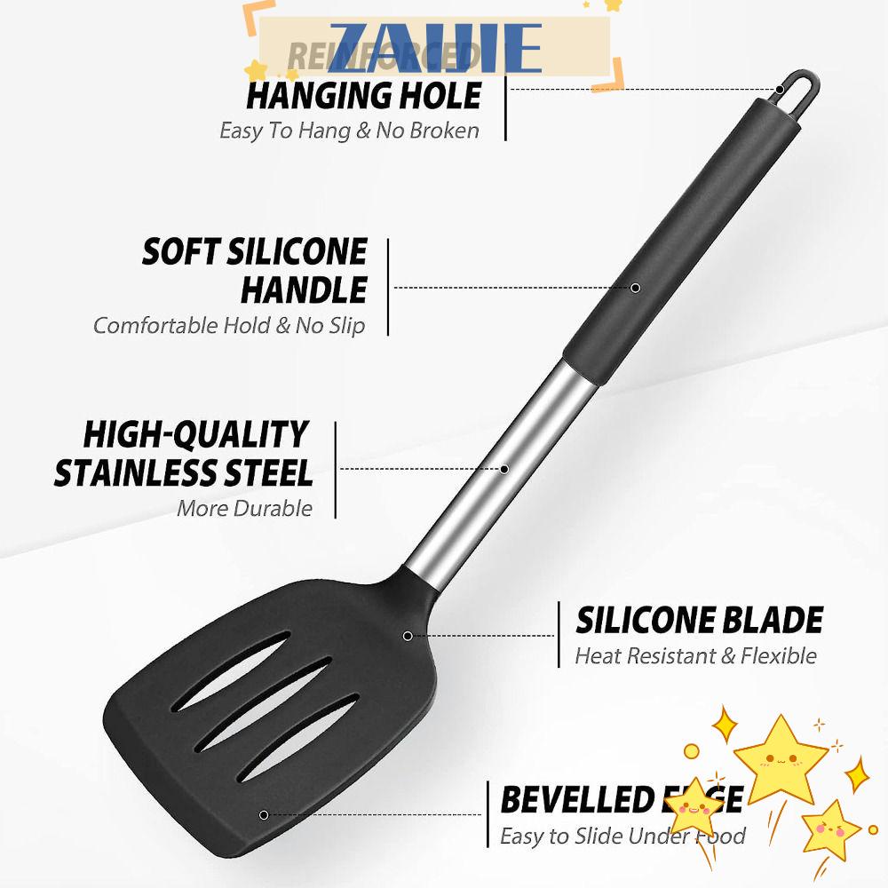 ZAIJIE24 Bộ 4 Dụng Cụ Nấu Ăn Bằng Silicon Màu Đen Chống Dính Tiện Dụng Cho Nhà Bếp