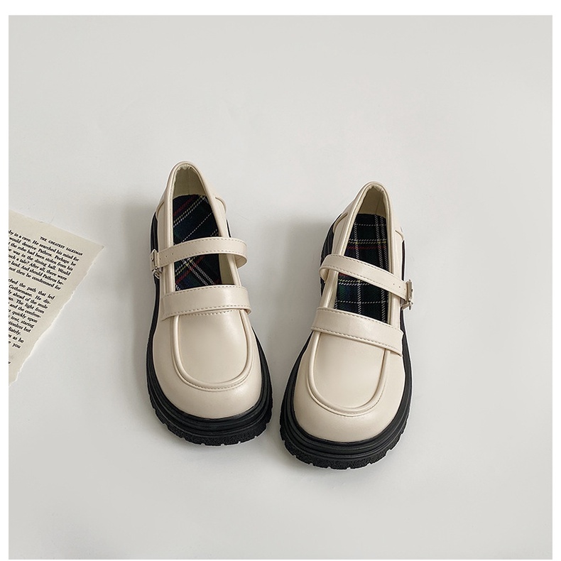 Giày Da Đế Dày Phong Cách Retro Nhật Bản Ngọt Ngào Cho Nữ