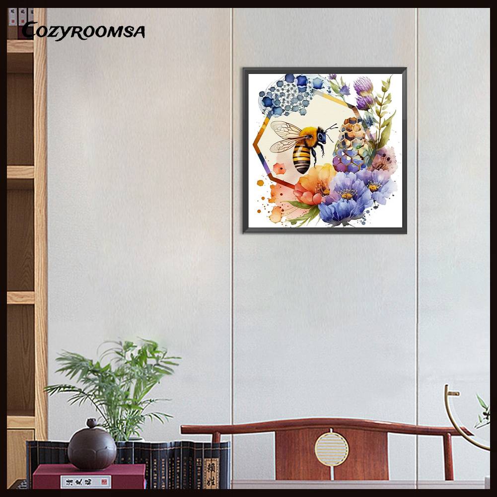 Tranh Đính Đá Kim Cương Toàn Bộ 5D DIY Hình Vẽ Hoa Và Ong