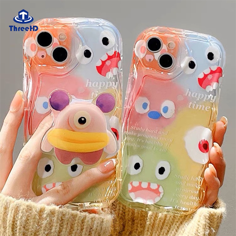 Ốp Điện Thoại Mềm Trong Suốt In Hình Quái Vật 3D Dễ Thương Cho iPhone 11 14 13 12 Pro Max SE2020 X XR Xs Max 7 8 6 6s Plus