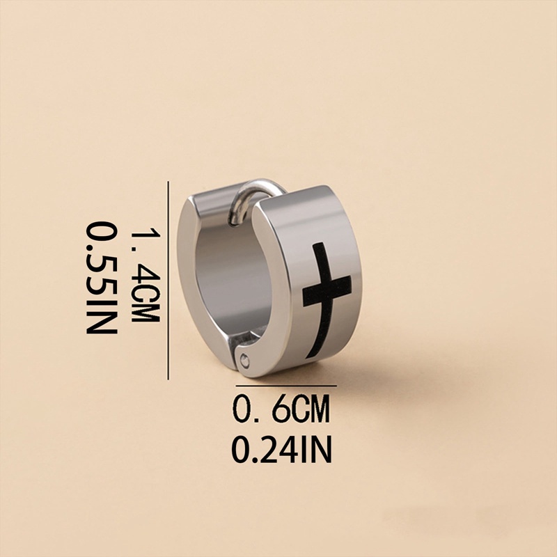 1 Khuyên Tai Hình Thánh Giá Bằng Thép Không Gỉ