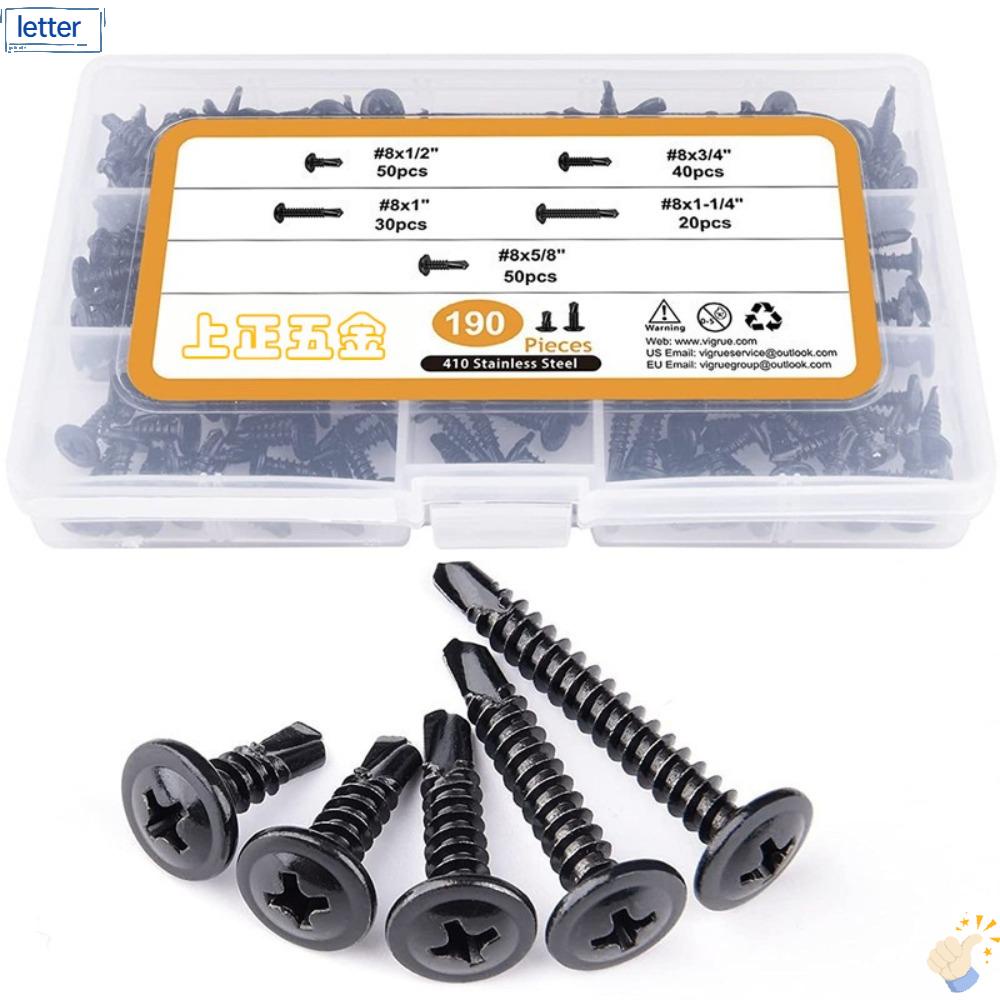 LET Bộ 190 Đinh Vít Đầu Dẹt Bằng Thép Không Gỉ 410 Độ Bền Cao Cho Vật Liệu Gỗ