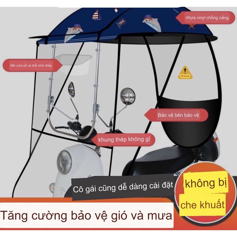 Dù đi mưa kín xe - sản phẩm che nắng mưa xe máy khung chắc chắn