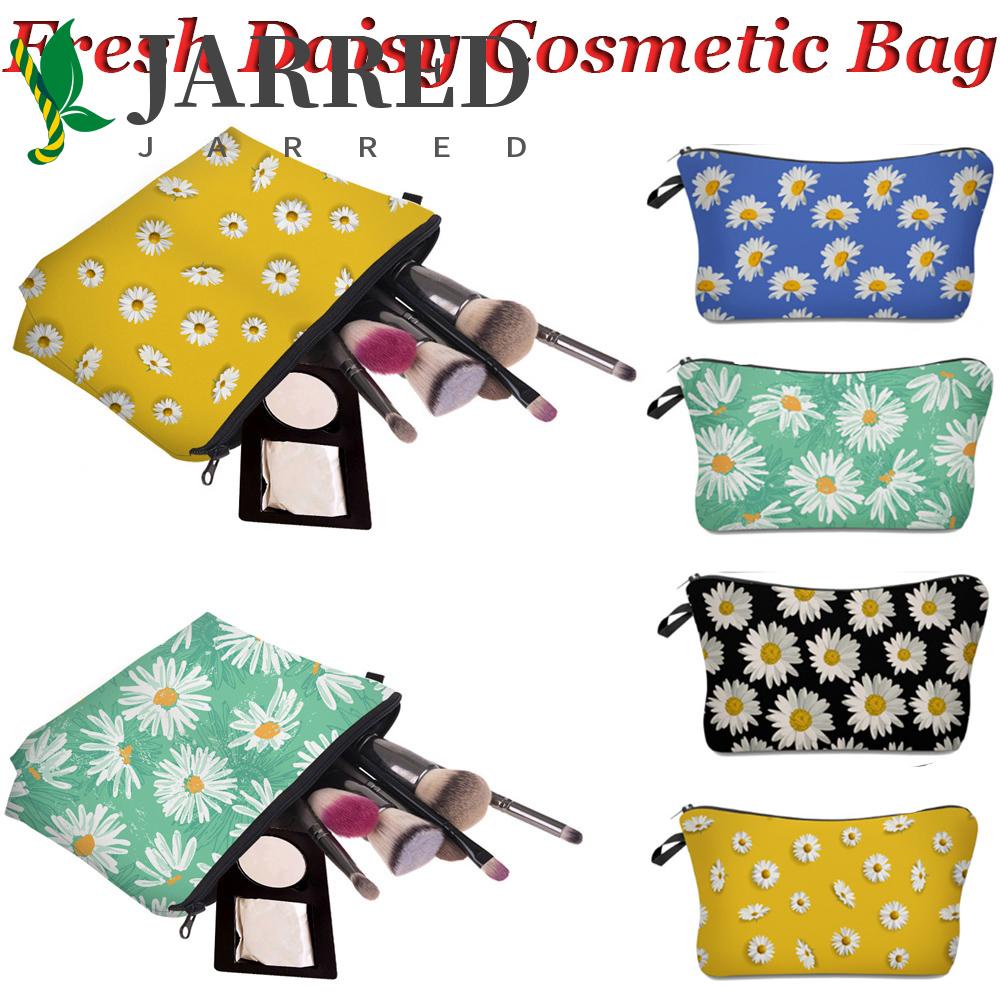 JARRED Túi Đựng Mỹ Phẩm Có Khóa Kéo In Họa Tiết Hoa Cúc Xinh Xắn Cho Nữ