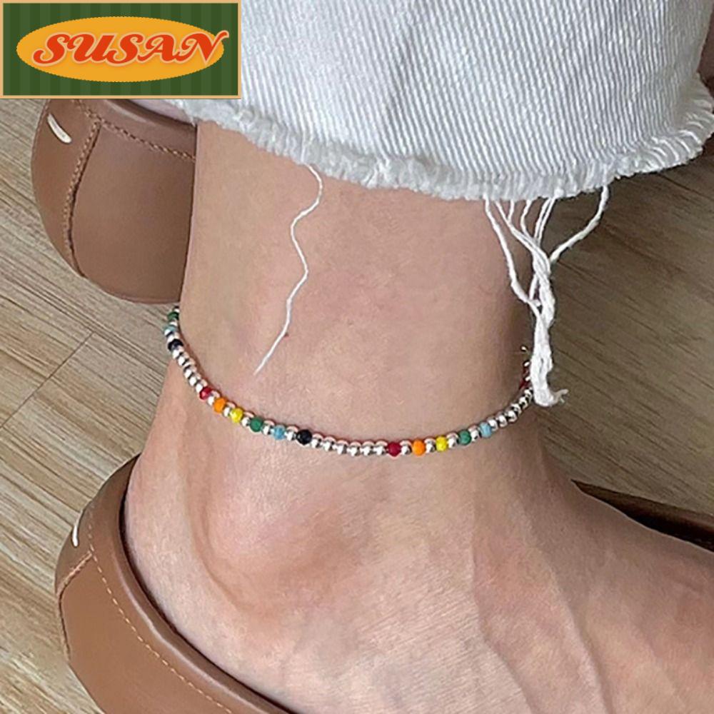 SUSANS Lắc Chân Chuỗi Hạt Nhiều Màu Co Giãn Thời Trang Tinh Tế Cho Cặp Đôi